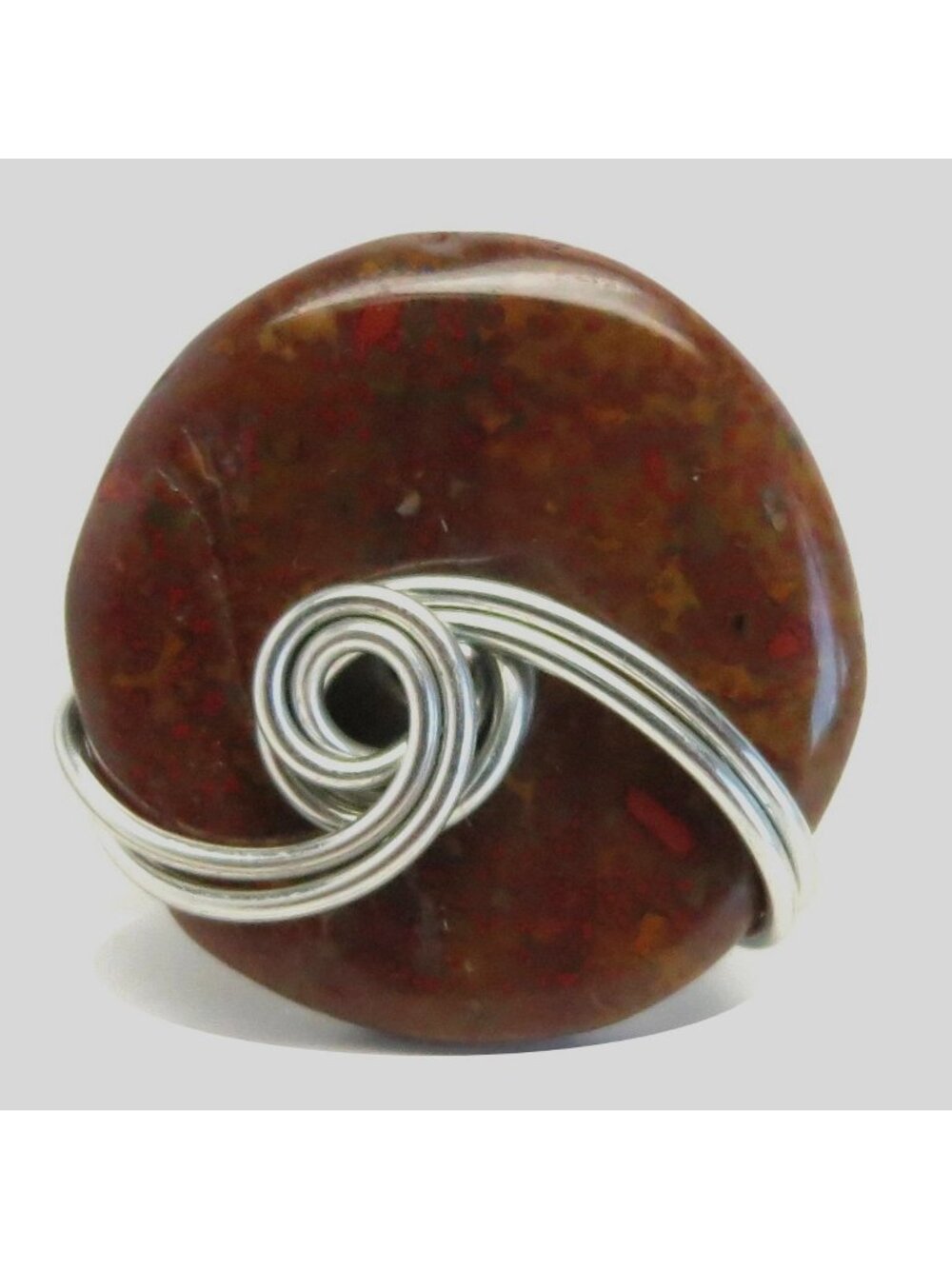 Red Jasper Ring Embrace Self Silver Wire Natural Stone Size 4.25 Chunky Boho Jew